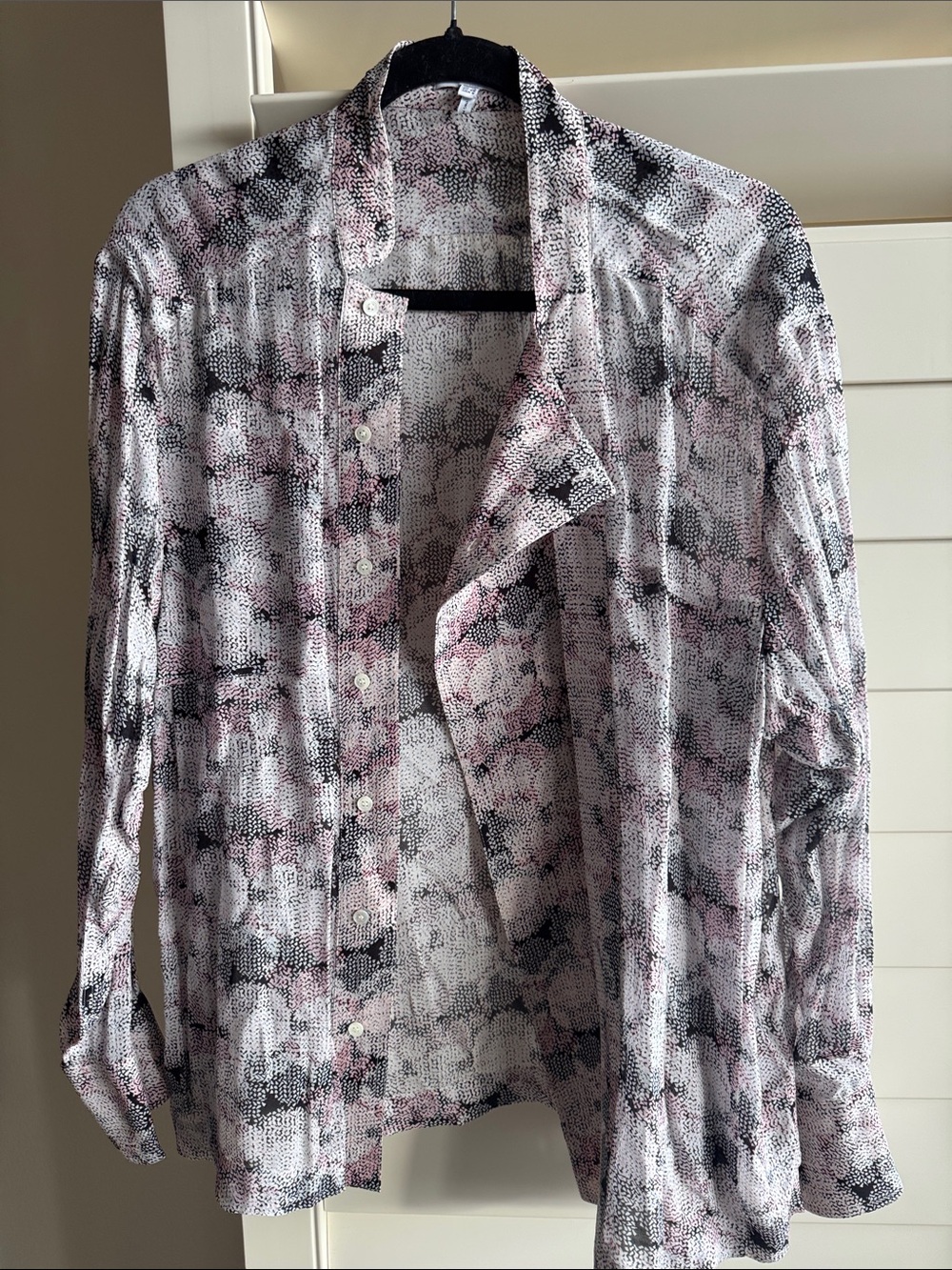 Reiss Pink Black White Printed Button-Front Blouse! 🖤💞🖤💞